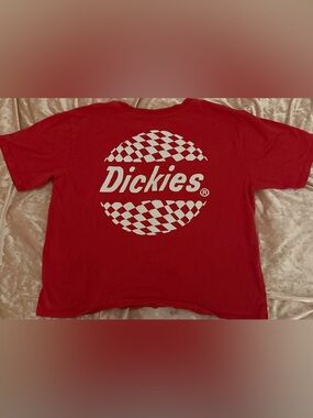 Dickies Red Crop Top with White Checker Logo
